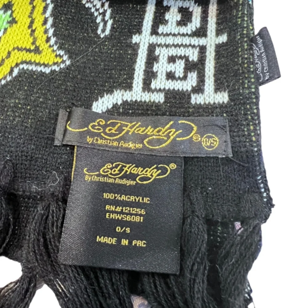 Ed Hardy Christian Audigier Cross Long Fringed Scraf